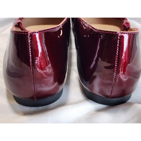 Empress Square Toe Flats Wine Patent Leather Slip on Elastic Strap EU 42 US 12 - Picture 5 of 14